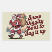 Sticker Rectangulaire Snow Diggity Bout to Bag It Up 90s Christmas Retro (Devant)