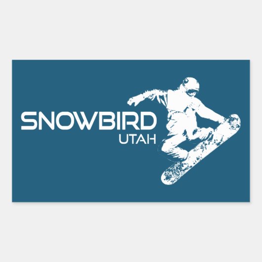 Sticker Rectangulaire Snowbird Utah Snowboardeur (Devant)