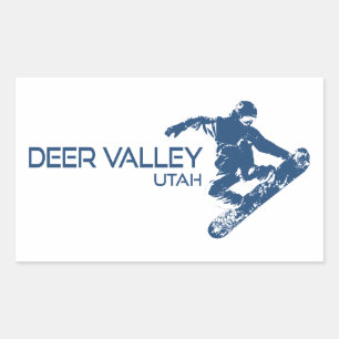 Sticker Rectangulaire Snowboardeur de Deer Valley Utah