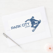 Sticker Rectangulaire Snowboardeur Park City Utah (Enveloppe)