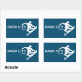 Sticker Rectangulaire Snowboardeur Park City Utah (Feuille)