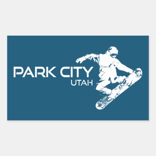 Sticker Rectangulaire Snowboardeur Park City Utah (Devant)