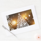 Sticker Rectangulaire Snowflake sapin de Noël avec Arrière - plan d'or (Enveloppe)