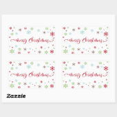 Sticker Rectangulaire Snowflake Whimsy Joyeux Noël Red Typographie (Feuille)