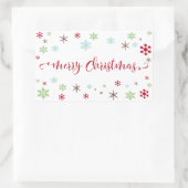Sticker Rectangulaire Snowflake Whimsy Joyeux Noël Red Typographie (Sac)