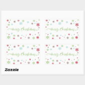 Sticker Rectangulaire Snowflake Whimsy Joyeux Noël Typographie verte (Feuille)