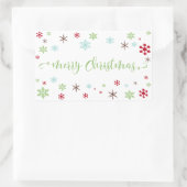 Sticker Rectangulaire Snowflake Whimsy Joyeux Noël Typographie verte (Sac)