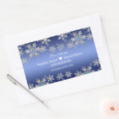 Sticker Rectangulaire Snowflakes Silver de luxe Crystals Pearls Mariage (Enveloppe)