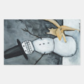 Sticker Rectangulaire Snowman and dog (Devant)