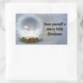 Sticker Rectangulaire Snowman dans le monde des neiges (Sac)