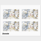 Sticker Rectangulaire Snowman hiver froid (Feuille)