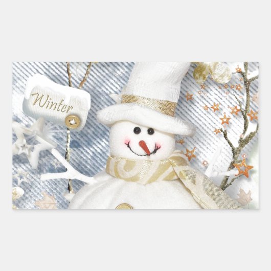 Sticker Rectangulaire Snowman hiver froid (Devant)
