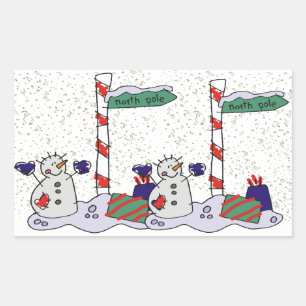 Sticker Rectangulaire Snowman & Pôle Nord -