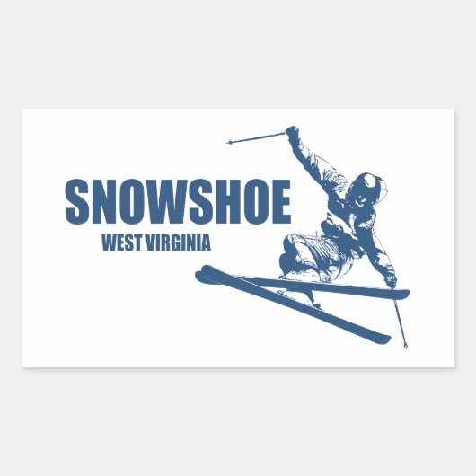 Sticker Rectangulaire Snowshoe Mountain West Virginia Skier (Devant)