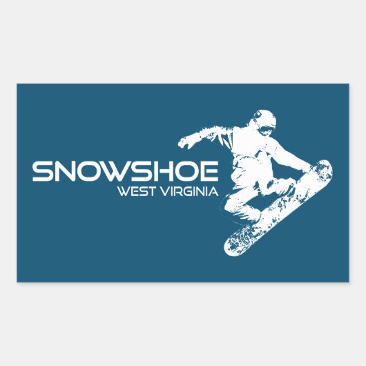Sticker Rectangulaire Snowshoe Mountain West Virginia Snowboarder (Devant)