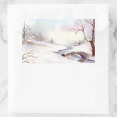 Sticker Rectangulaire Snowy Bridge Watercolor Landscape (Sac)