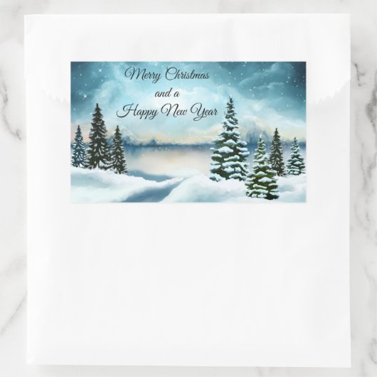 Sticker Rectangulaire Snowy pine (Sac)