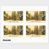 Sticker Rectangulaire Snowy Winter Path with Pine Trees Noël (Feuille)