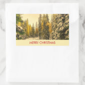 Sticker Rectangulaire Snowy Winter Path with Pine Trees Noël (Sac)