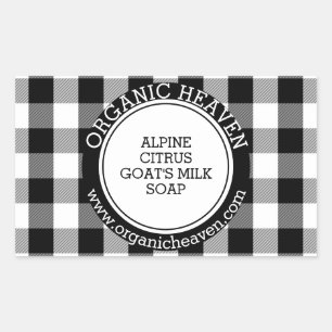 Sticker Rectangulaire Soap artisanal B&W Lumberjack Plaid Produit Étique