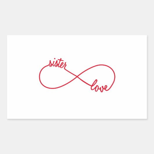 Sticker Rectangulaire Soeur amour, signe infini (Devant)
