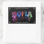 Sticker Rectangulaire Sofia - Sofia nommé dans 3D s'allume (la (Sac)