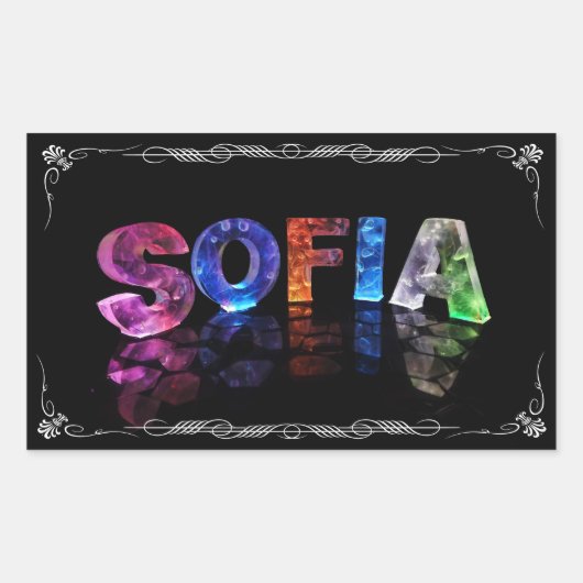 Sticker Rectangulaire Sofia - Sofia nommé dans 3D s'allume (la (Devant)