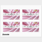 Sticker Rectangulaire Soie rose Avec Bagues Mariages (Feuille)