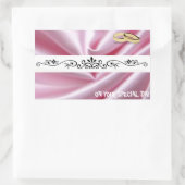 Sticker Rectangulaire Soie rose Avec Bagues Mariages (Sac)