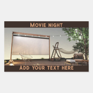 Sticker Rectangulaire Soirée de cinéma en plein air cosy