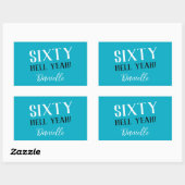 Sticker Rectangulaire SOIXANTE ENFER OUI ! Turquoise Funny 60e anniversa (Feuille)