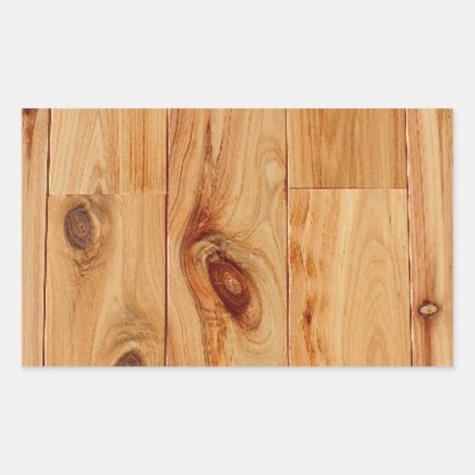 Sticker Rectangulaire Sol en bois clair noueux (Devant)