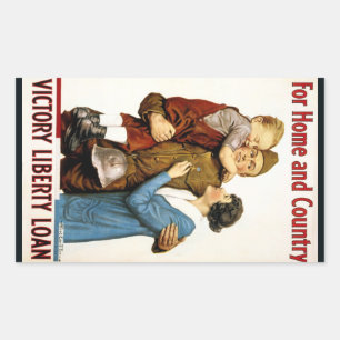 Sticker Rectangulaire Soldat patriotique vintage pour l'emprunt de la li