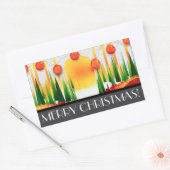STICKER RECTANGULAIRE SOLEIL DE FÊTE DANS LES PINS :) (Enveloppe)