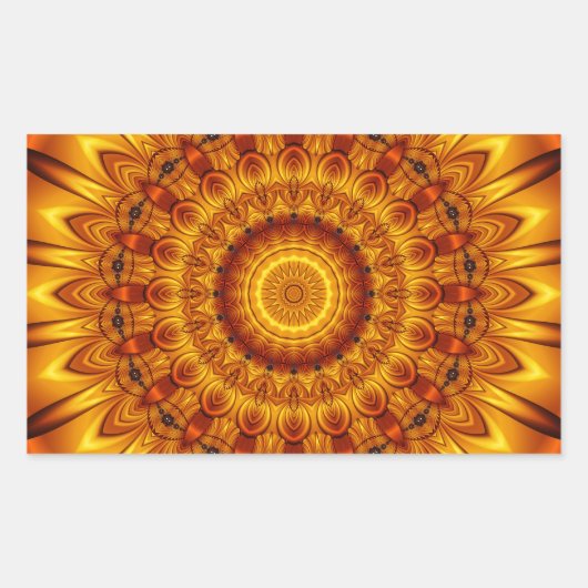 Sticker Rectangulaire soleil doré de mandala (Devant)