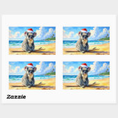 Sticker Rectangulaire Soleil et Surf Koala Santa Hat An Aussie Christmas (Feuille)