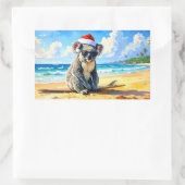 Sticker Rectangulaire Soleil et Surf Koala Santa Hat An Aussie Christmas (Sac)