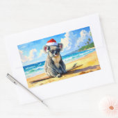 Sticker Rectangulaire Soleil et Surf Koala Santa Hat An Aussie Christmas (Enveloppe)