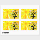 Sticker Rectangulaire Soleil Fantaisiste et Arbre (Feuille)