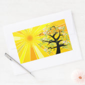 Sticker Rectangulaire Soleil Fantaisiste et Arbre (Enveloppe)