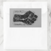 Sticker Rectangulaire Solidarité Poing Grunge Style Distressed (Sac)