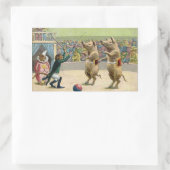 Sticker Rectangulaire Sonnerie de singe et cochons de cirque (Sac)