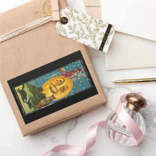 Sticker Rectangulaire Sorcière de salutations Halloween vintage voler su