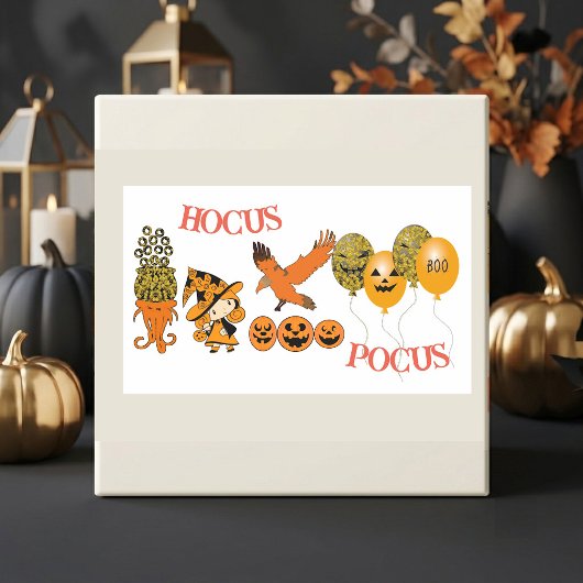 Sticker Rectangulaire Sorcière errante Jack O Lanterns Corbeau Hocus Poc