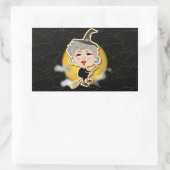 Sticker Rectangulaire Sorcière sur Broomstick (Sac)