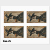 Sticker Rectangulaire Sorcière tenant un Citrouille (Feuille)