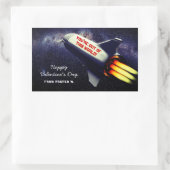 Sticker Rectangulaire Sortez de ce monde Retro Rocket Kids Valentine (Sac)