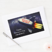 Sticker Rectangulaire Sortez de ce monde Retro Rocket Kids Valentine (Enveloppe)