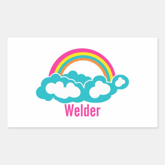 Sticker Rectangulaire Souder à nuages arc-en-ciel (Devant)