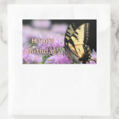 Sticker Rectangulaire Souhaits d'anniversaire aux papillons Swallowtail (Sac)